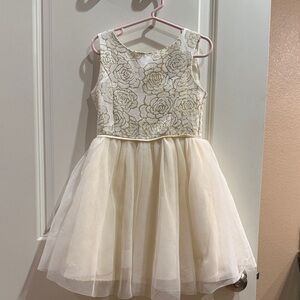 Elegant Cream Floral Kids Dress
